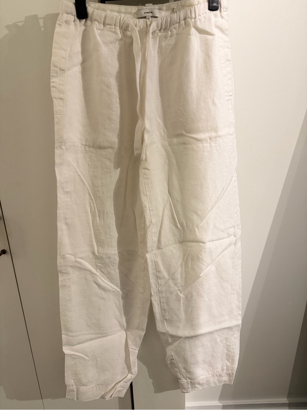 Vince White Drawstring Linen-Blend Joggers - Picture 1 of 11